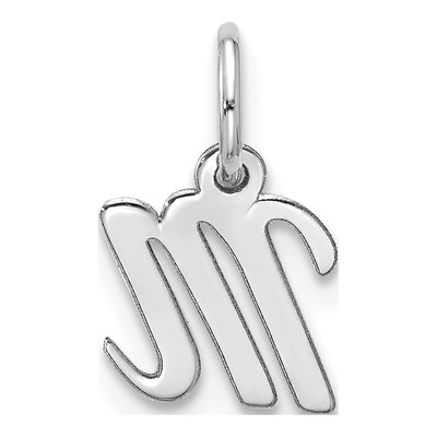 10K White Gold Script Initial M Pendant – view 3