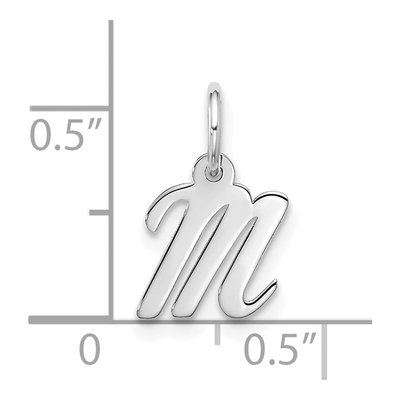 10K White Gold Script Initial M Pendant – view 4
