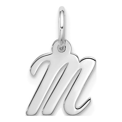 10K White Gold Script Initial M Pendant