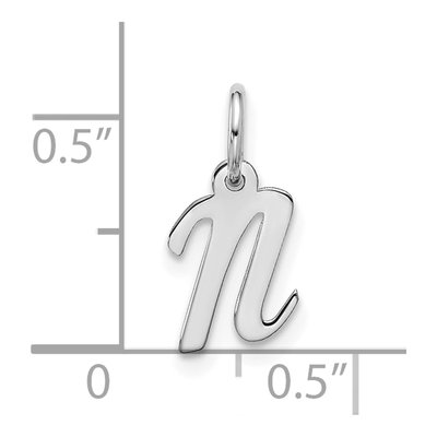 10K White Gold Script Initial N Pendant – view 5
