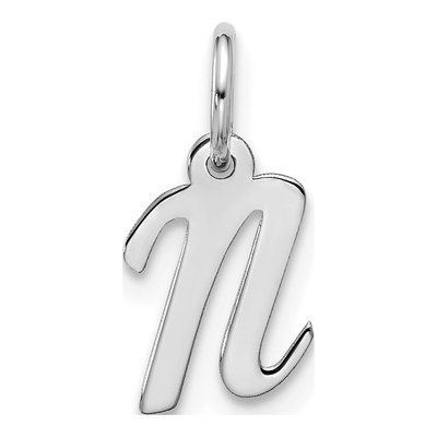 10K White Gold Script Initial N Pendant