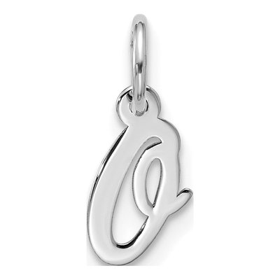 10K White Gold Script Initial O Pendant