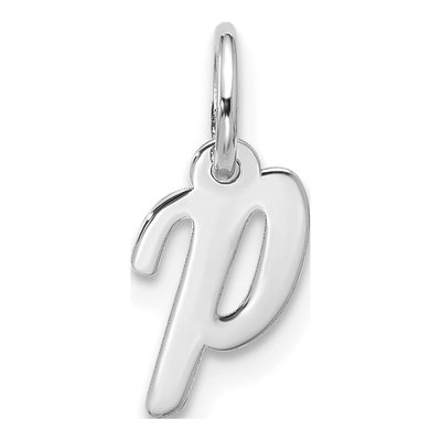 10K White Gold Script Initial P Charm