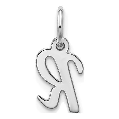 10K White Gold Script Initial R Pendant – view 3