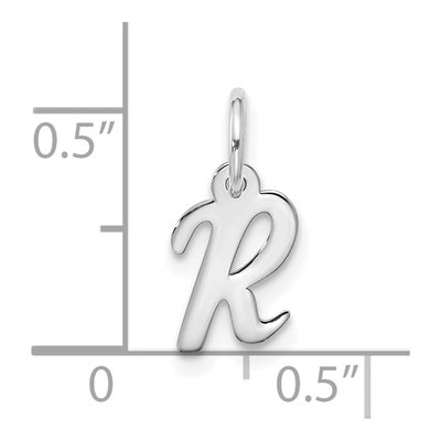 10K White Gold Script Initial R Pendant – view 4