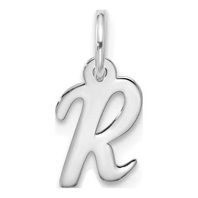 10K White Gold Script Initial R Pendant
