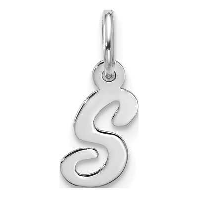 10K White Gold Script Initial S Pendant
