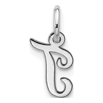 10K White Gold Script Initial T Pendant – view 3