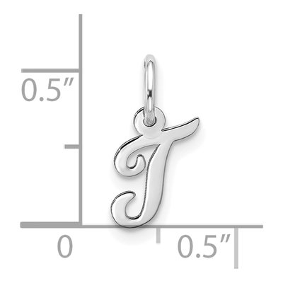 10K White Gold Script Initial T Pendant – view 4