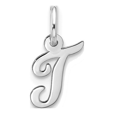 10K White Gold Script Initial T Pendant