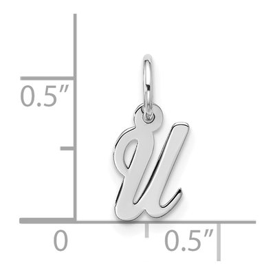 10K White Gold Script Initial U Pendant – view 4