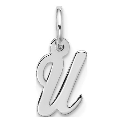 10K White Gold Script Initial U Pendant