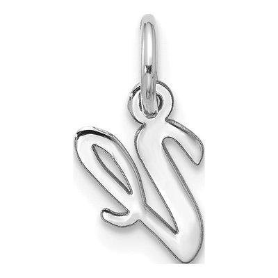 10K White Gold Script Initial V Pendant – view 4