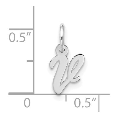 10K White Gold Script Initial V Pendant – view 5