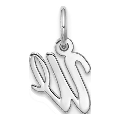 10K White Gold Script Initial W Pendant – view 4