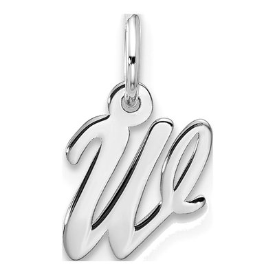 10K White Gold Script Initial W Pendant