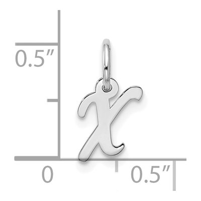 10K White Gold Script Initial X Pendant – view 4