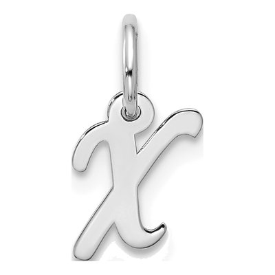 10K White Gold Script Initial X Pendant