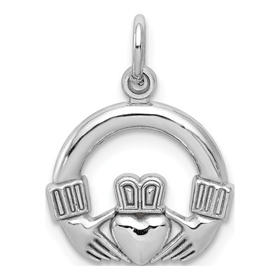 10K White Gold Claddagh Pendant