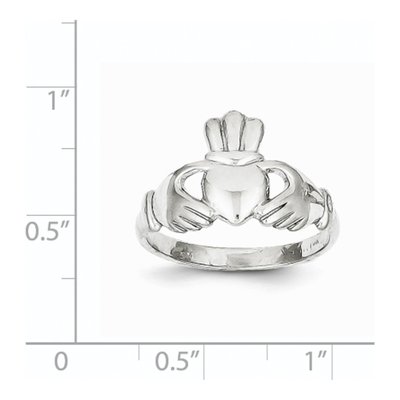 10K White Gold Claddagh Ring – view 3