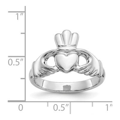 10K White Gold Claddagh Ring – view 4