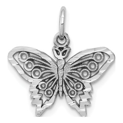 10K White Gold Butterfly Pendant