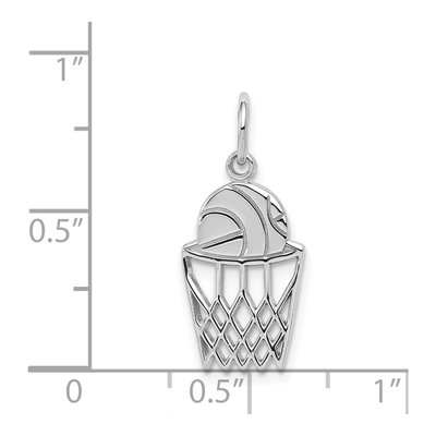 10K White Gold Basketball Net Pendant – view 4