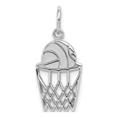 10K White Gold Basketball Net Pendant