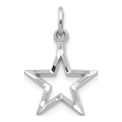 10K White Gold Diamond-Cut Star Charm