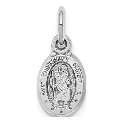10K White Gold St Christopher Medal Charm