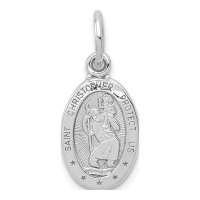 10K White Gold St Christopher Medal Pendant