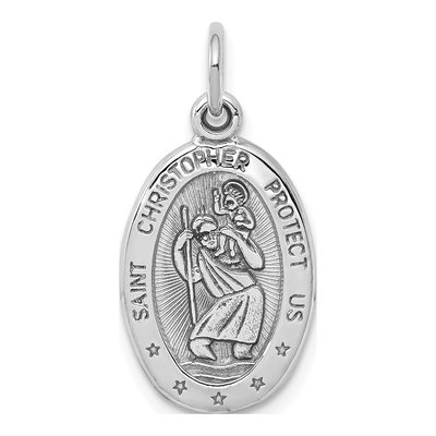 10K White Gold St Christopher Medal Pendant