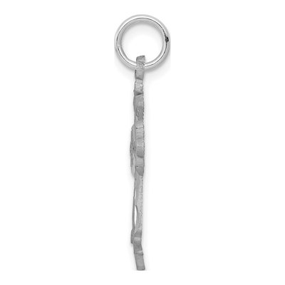 10K White Gold Fleur de Lis Cross Pendant – view 3