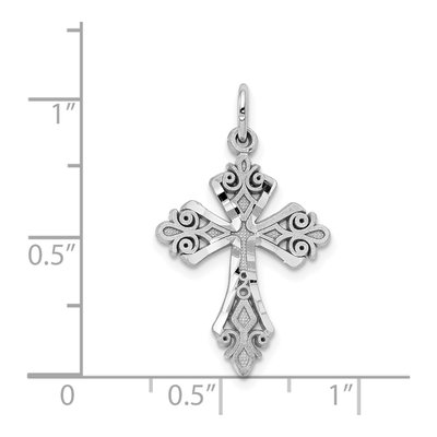 10K White Gold Fleur de Lis Cross Pendant – view 4