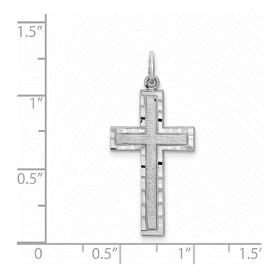 10K White Gold Diamond-Cut Cross Pendant – view 4