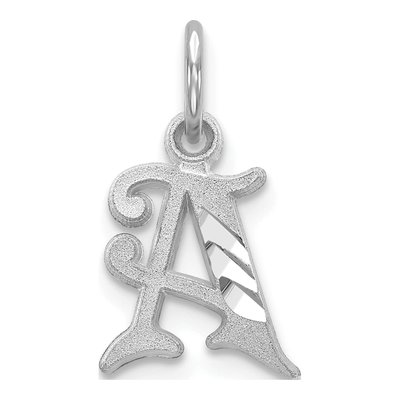 10K White Gold Initial A Charm