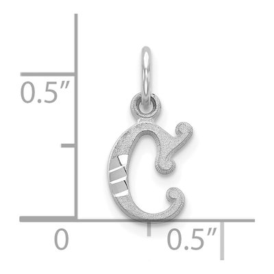 10K White Gold Diamond-Cut Initial C Charm – view 2