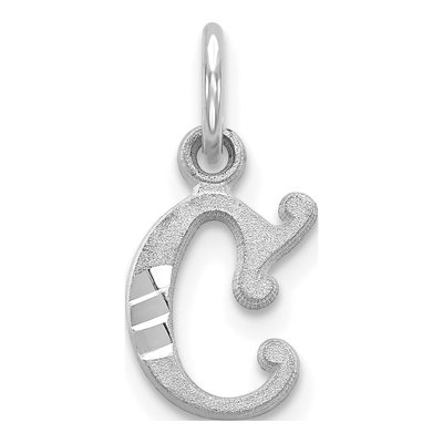 10K White Gold Diamond-Cut Initial C Charm