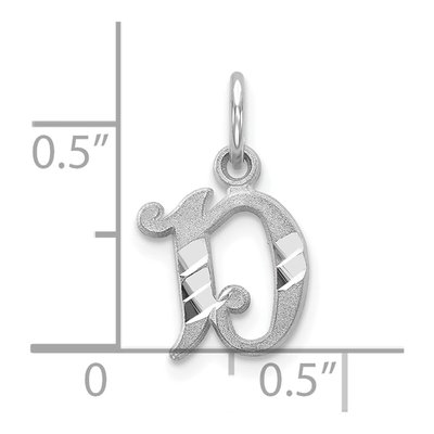 10K White Gold Diamond-Cut Initial D Charm – view 3