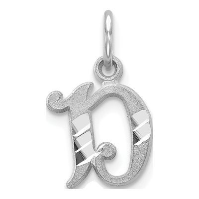 10K White Gold Diamond-Cut Initial D Charm