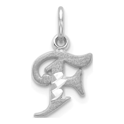 10K White Gold Initial F Charm