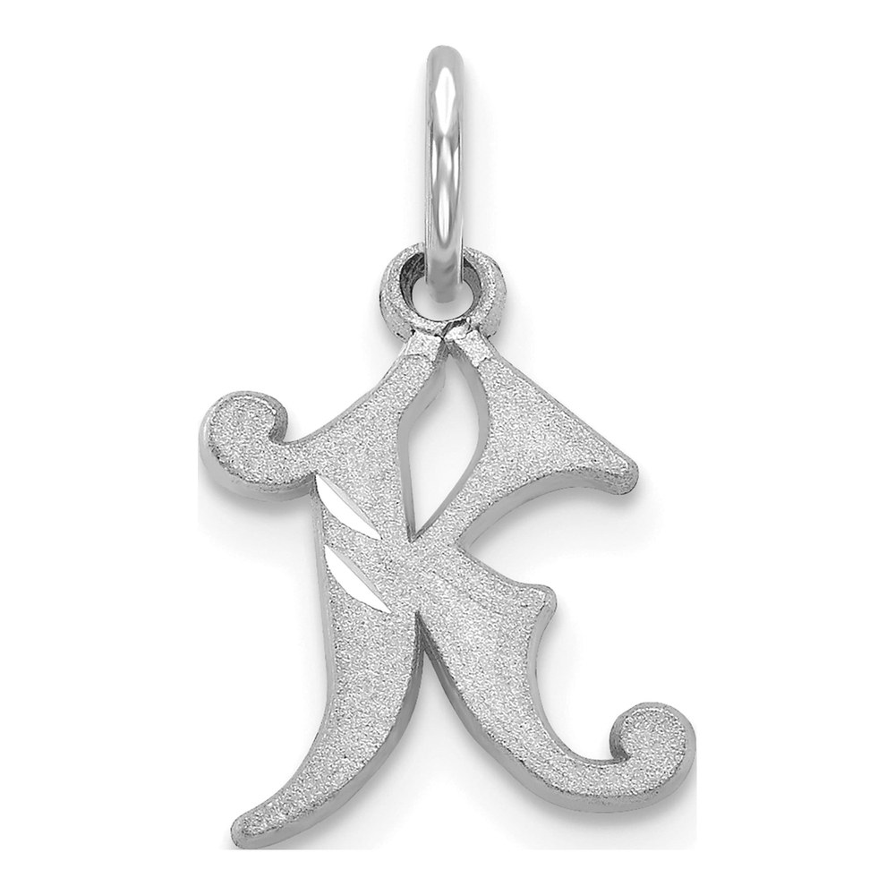 10K White Gold Initial K Charm