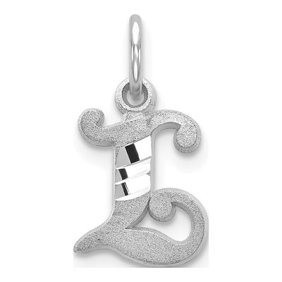 10K White Gold Initial L Charm