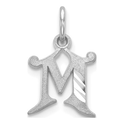 10K White Gold Diamond-Cut Initial M Charm