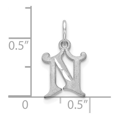 10K White Gold Diamond-Cut Initial N Charm – view 2