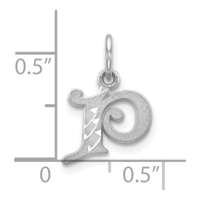 10K White Gold Diamond-Cut Initial P Charm – view 2