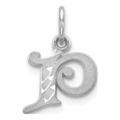 10K White Gold Diamond-Cut Initial P Charm