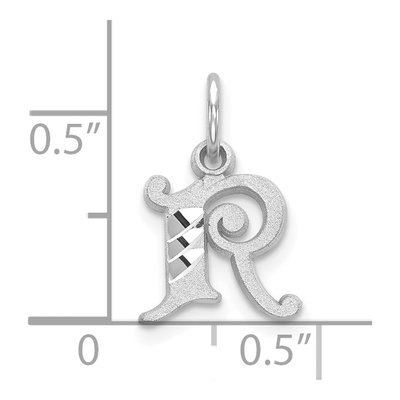10K White Gold Diamond-Cut Initial R Charm – view 3