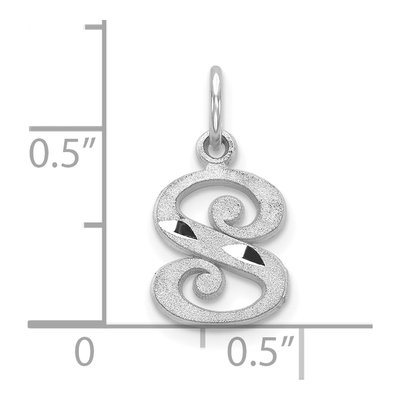 10K White Gold Diamond-Cut Initial S Charm – view 3