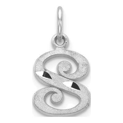 10K White Gold Diamond-Cut Initial S Charm